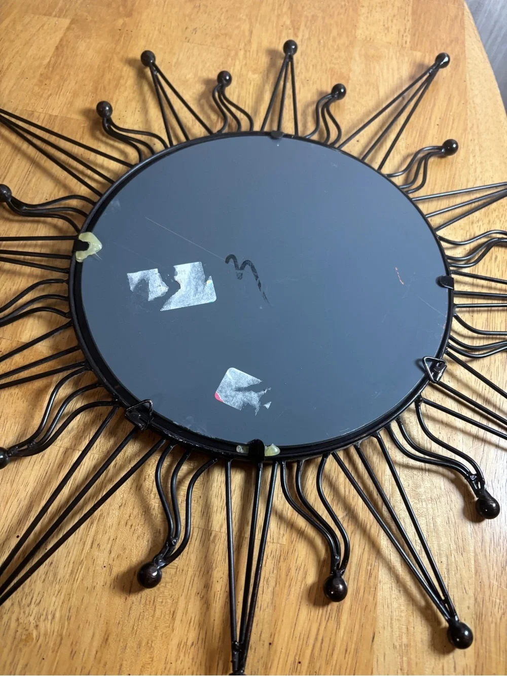 Vintage Black Metal Sunburst Wall Mirror Mid-Century Modern Style
